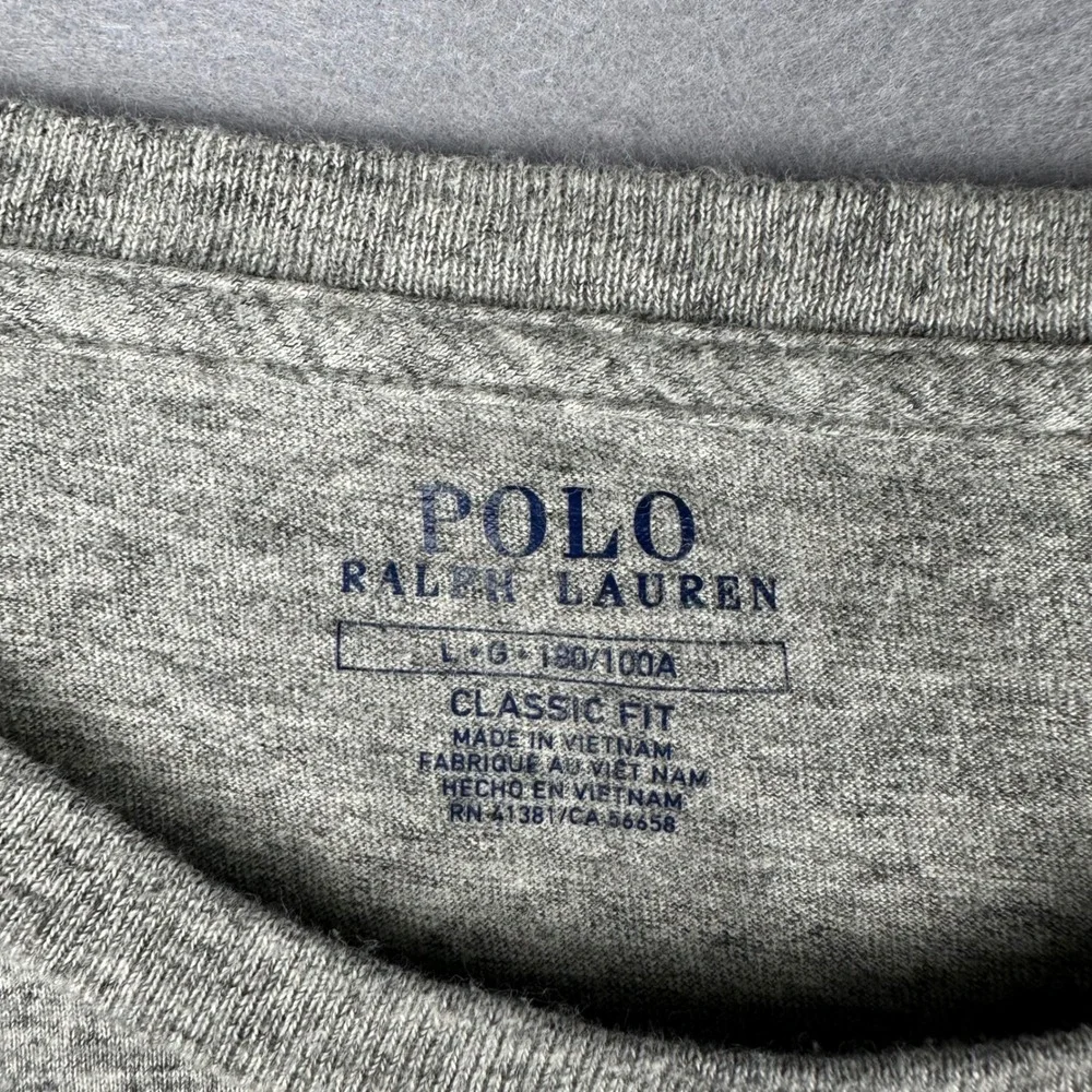 Polo Ralph Lauren Mens Long Sleeve Pocket T-Shirt Heather Gray Classic Fit Large